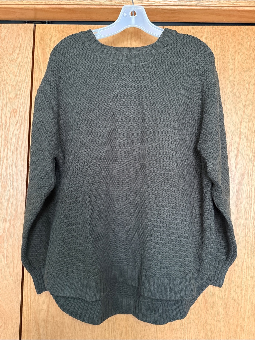 Zenana Outfitters Olive Green Textured Crewneck Sweater